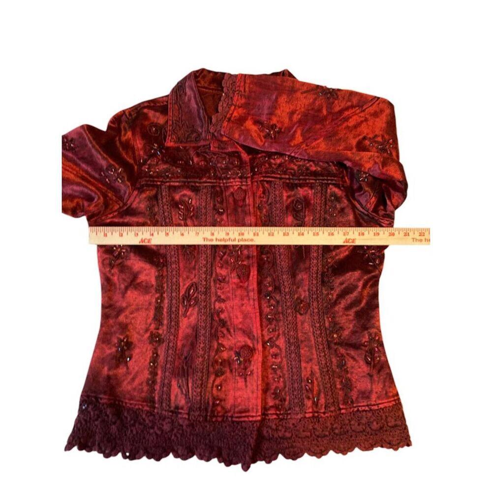 Vintage Flashback Jacket embroidery beads lace mid-weight unlined women's Large - Picture 9 of 12